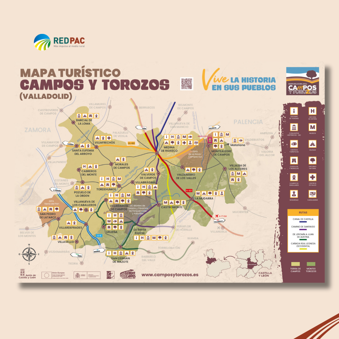 El Grupo de Acción Local Campos y Torozos crea un mapa turístico con los mayores atractivos del territorio