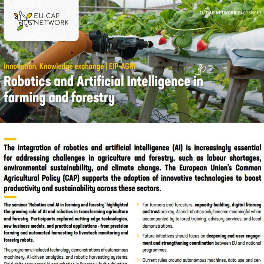 Informe Seminario de la Red de la PAC de la UE «Robótica e inteligencia artificial en la agricultura y la silvicultura»