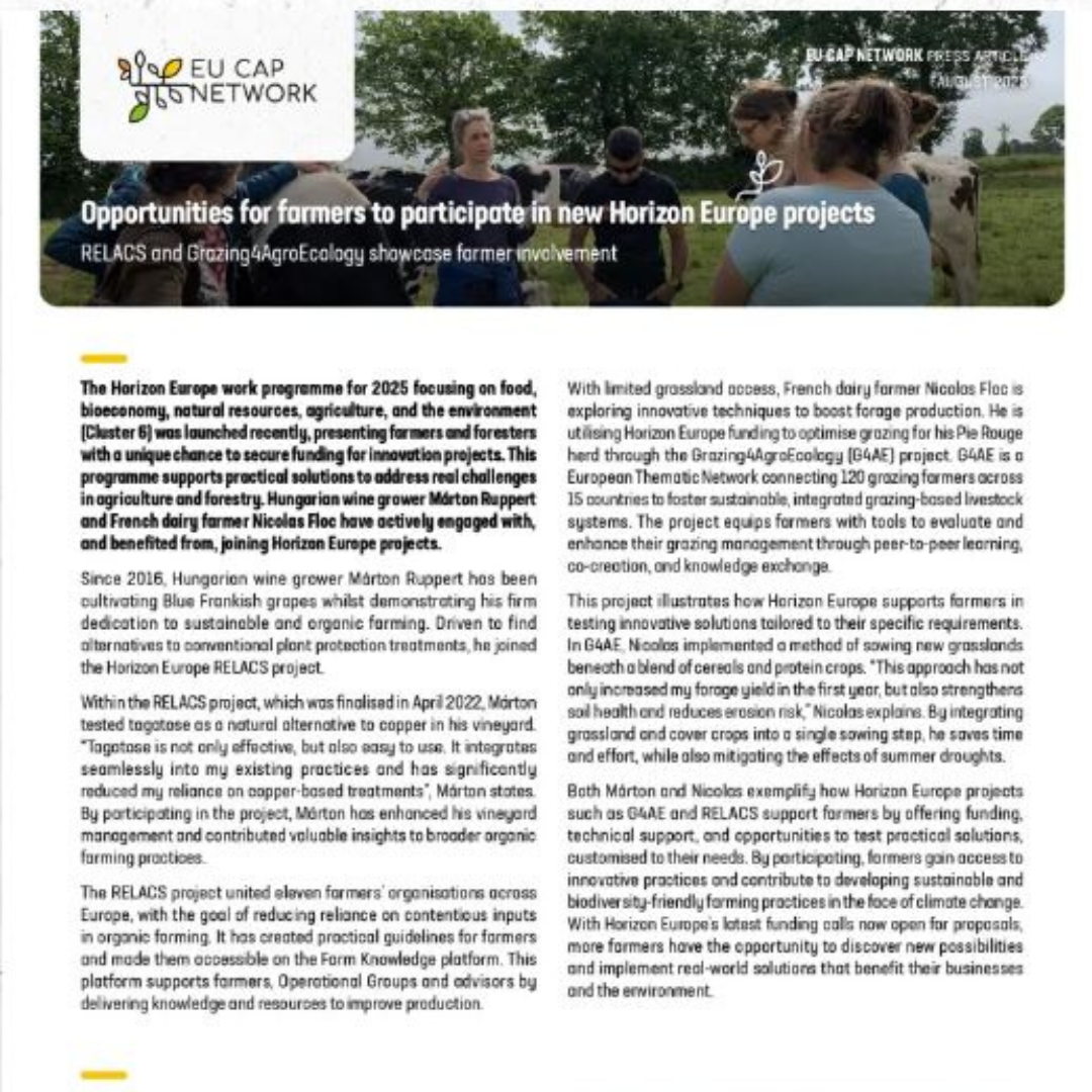 Oportunidades para que los agricultores participen en nuevos proyectos de Horizonte Europa